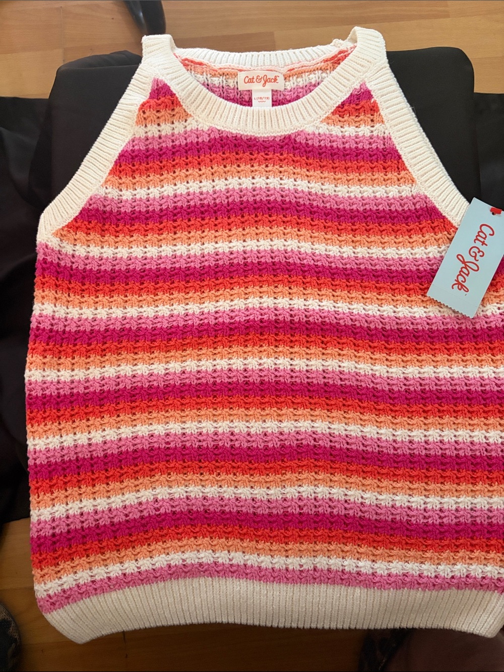 Cat & Jack Striped Knit Tank - Pink, Orange, Cream NWT 10/12